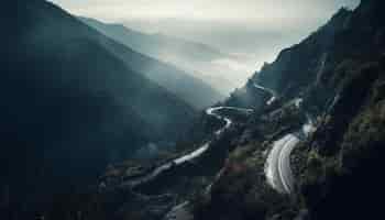 無料写真 aiが生成する霧の山脈の自然ミステリーを冒険