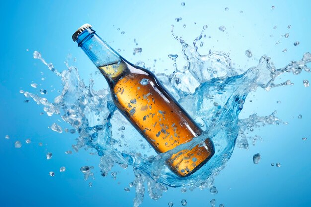 advertisement for beer with floating bottle