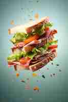 Free photo advertisement for food with floating sandwich