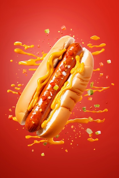 Foto gratuita pubblicità di alimenti con hot dog