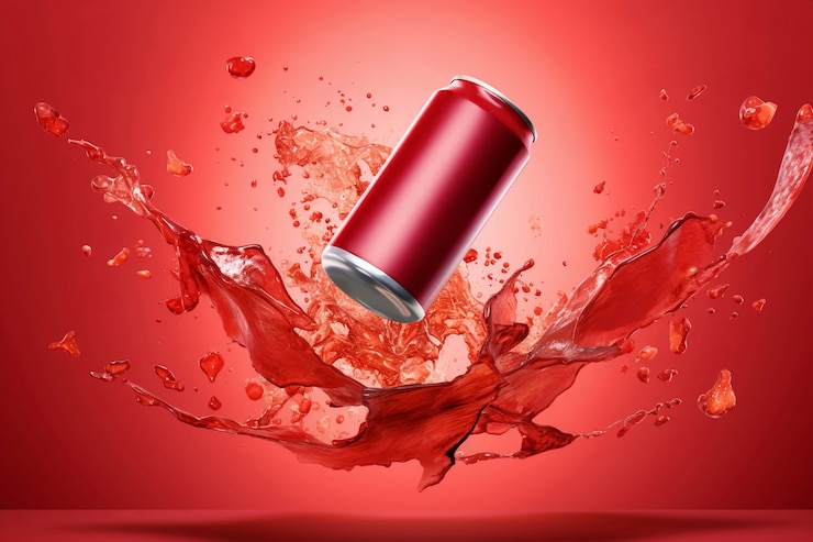 Free Photo advertisement for soda with floating can