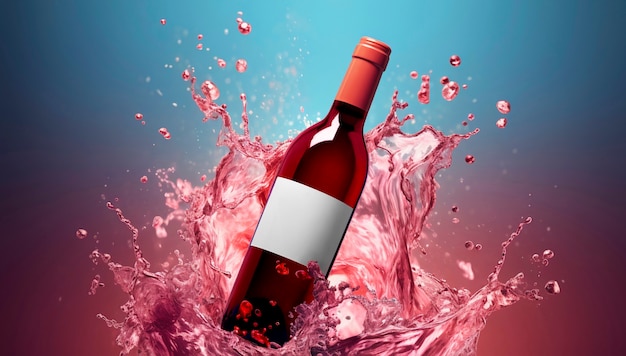 advertisement for wine with floating bottle