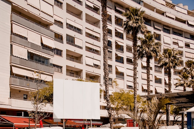 Advertising billboard for in front of residential building