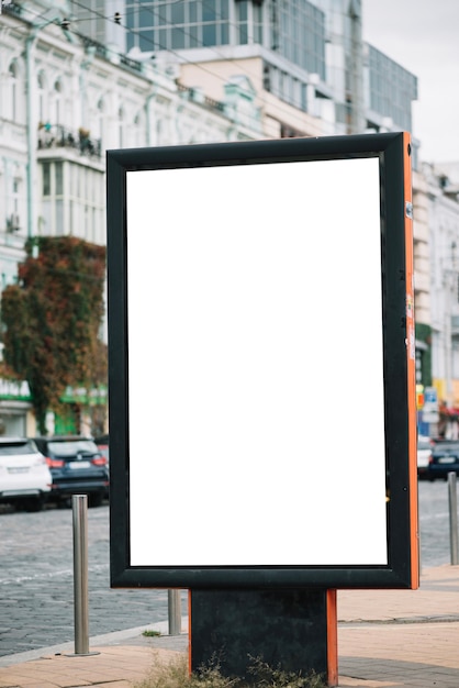 Advertising panel on city street
