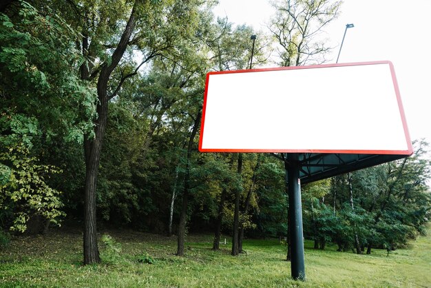 숲 근처의 광고 패널
