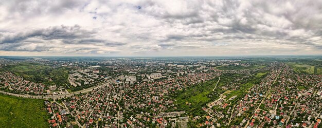 Aerial drone panoramic view of Chisinau, Moldova