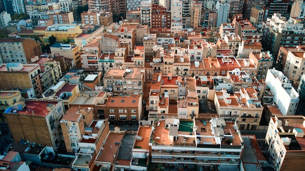 Aerial drone view of Barcelona, Spain