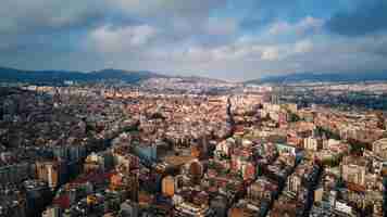 Free photo aerial drone view of barcelona, spain