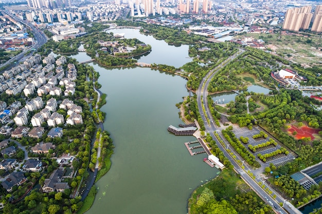 Free photo aerial photography chinese city