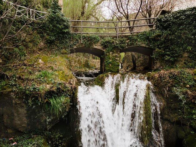 Aerial scenery view of waterfall