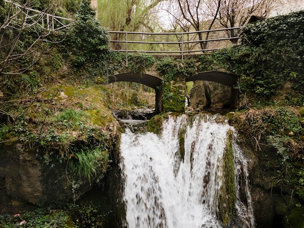 Aerial scenery view of waterfall