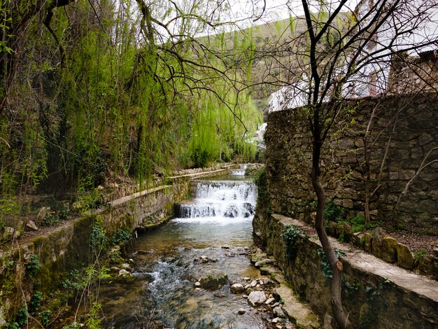 Aerial scenery view of waterfall