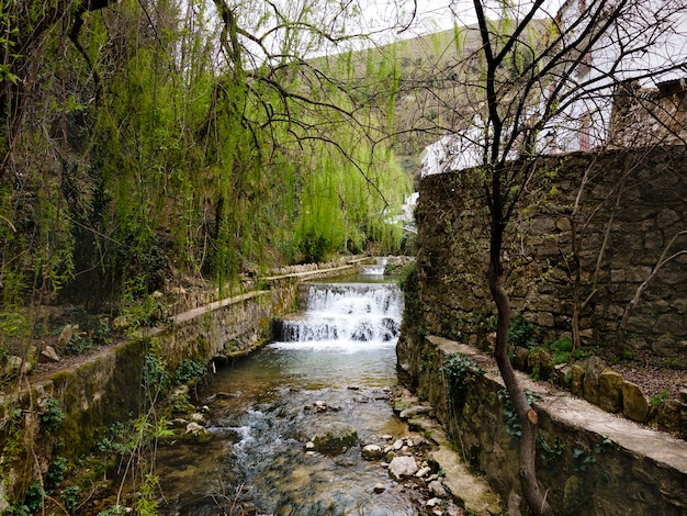 Aerial scenery view of waterfall