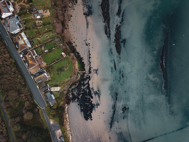 Aerial shot of the area of the Sandsfoot Beach, Weymouth, Dorset taken with a drone