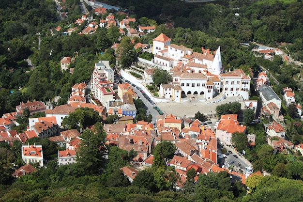 Aerial shot of beautiful architecture in Lisbon, Portugal