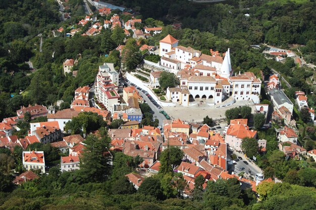 Aerial shot of beautiful architecture in Lisbon, Portugal