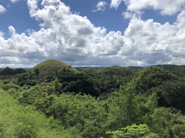 Aerial shot of the Chocolate Hills Complex in Carmen, Bohol, Philippines