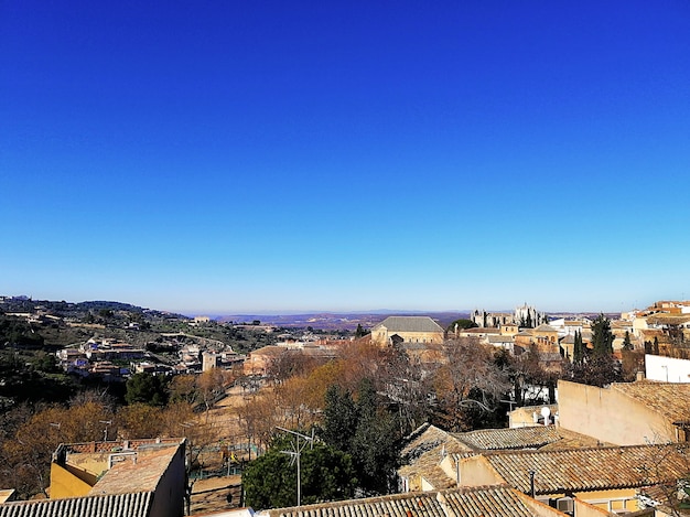 톨레도, 스페인에있는 도시와 언덕의 공중 탄
