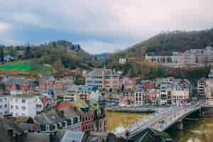 Free photo aerial shot of  dinant belgium