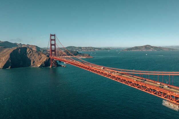 Aerial shot of the Golden Gate Bridge in San Francisco, California