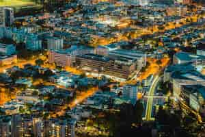 Free photo aerial shot of hong kong at night