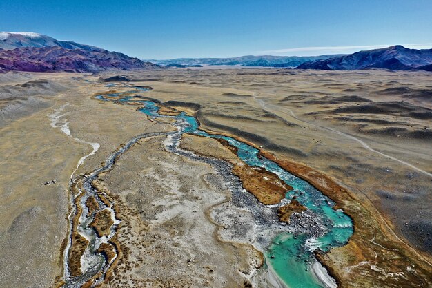 몽골 오르콘 강의 항공샷