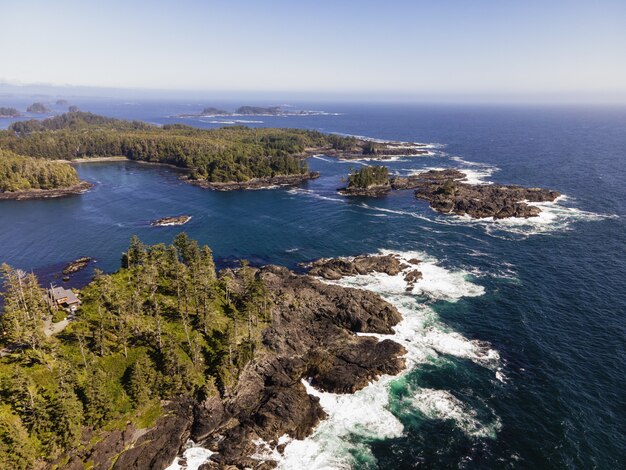 Aerial shot of a sea coast