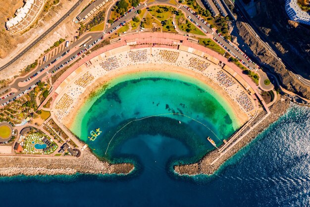 スペイン、グランカナリア島の空中上面図