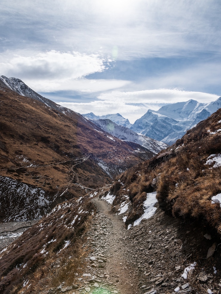 Free Photo aerial vertical shot of annapurna himalayas, nepal