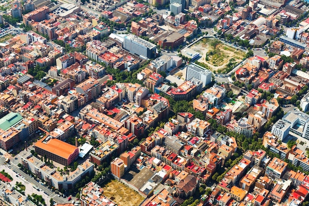 バルセロナの街並みの空景。カタロニア