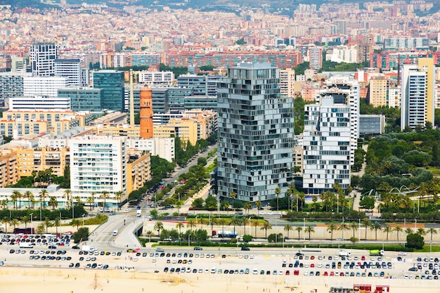 Aerial view of Barcelona in summer