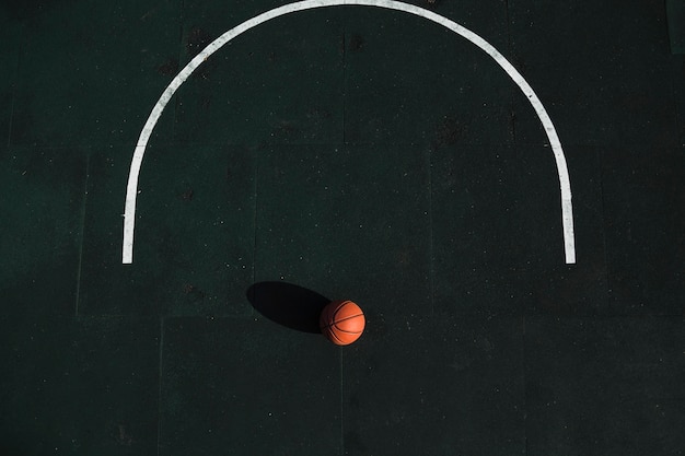 Aerial view of basketball on court