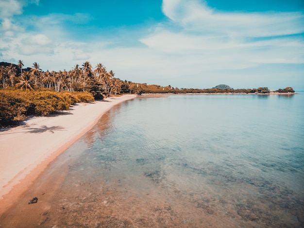 Aerial view of beautiful tropical beach and sea