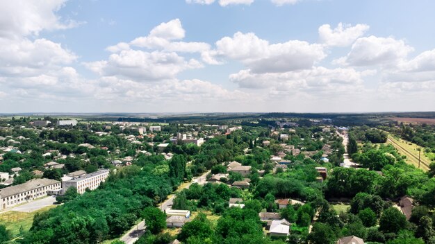 Aerial view of beautiful village surrounded by nature