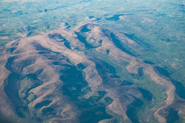 Aerial view of The Black Mountains, South Wales, UK