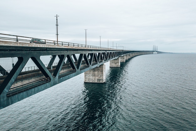 Aerial view of the bridge between Denmark and Sweden