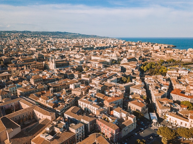 Aerial view of the buildings in Catania, Italy