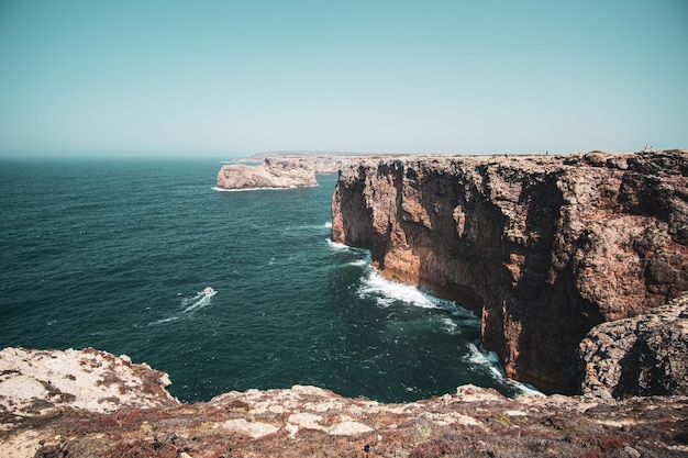 Aerial view of the cliffs and the sea