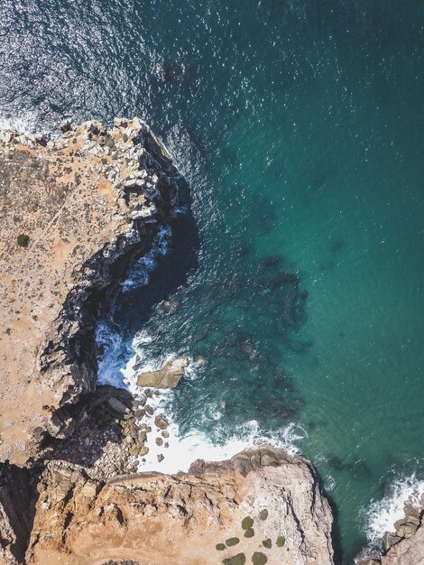 Aerial view of the cliffs and the sea