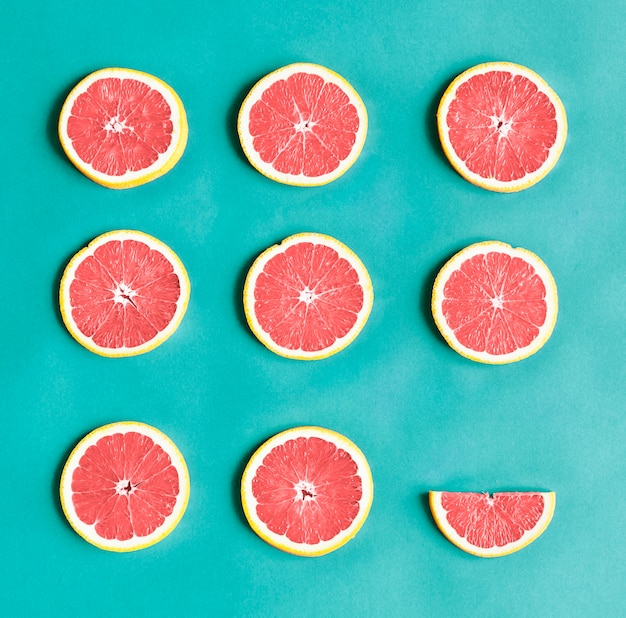 Aerial view of colorful citrus slices