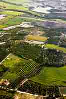 Free photo aerial view at farm fields