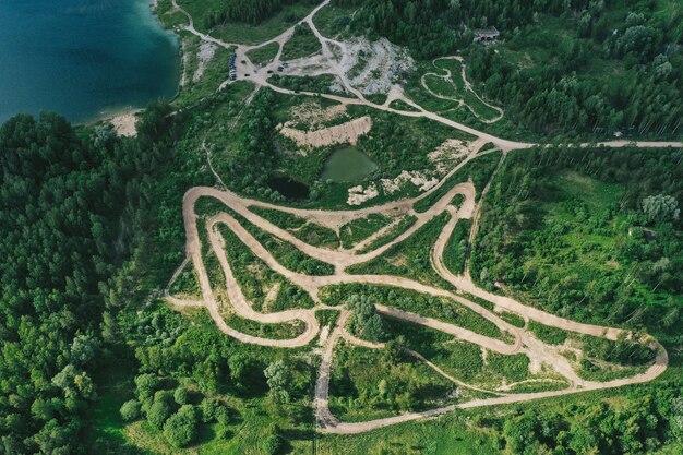 Aerial view of forest roads