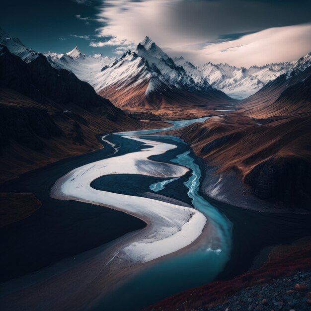 Aerial view of glen etive in winter near glencoe in the argyll region of the highlands of scotland s