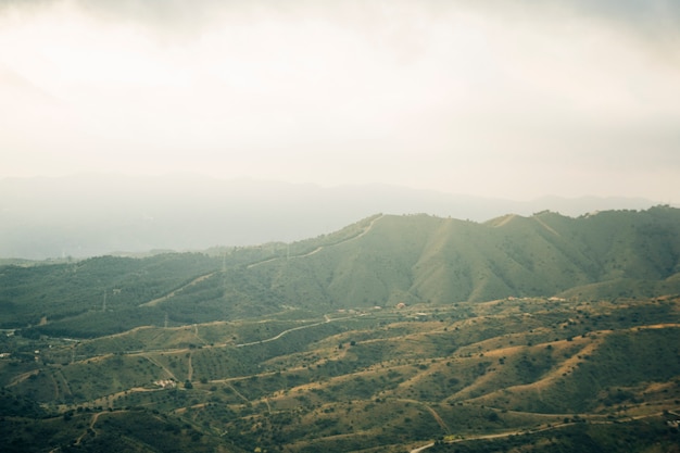 Aerial view of green mountain landscape