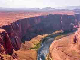 Free photo aerial view of the horseshoe bend on river colorado near the town of arizona, usa