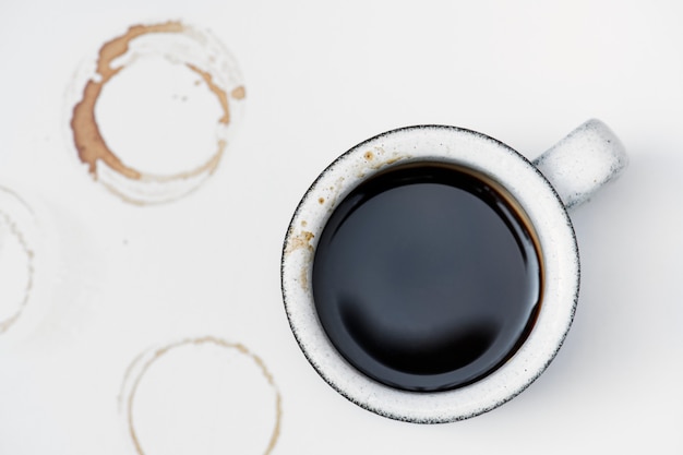 Aerial view of hot coffee