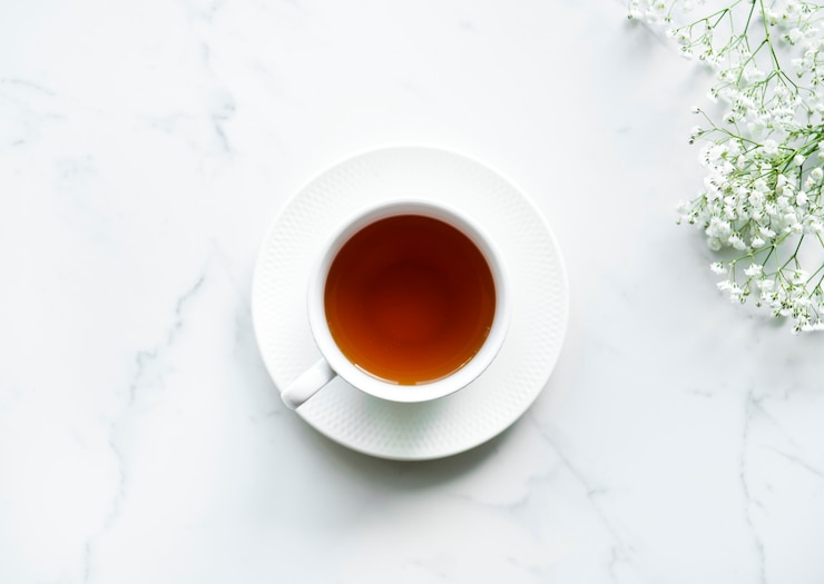 Free Photo aerial view of hot tea drink