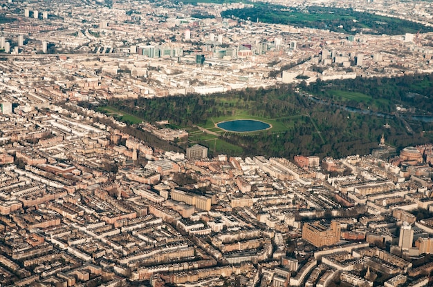Aerial view of Kensington Palace, Kengsington Gardens, West Kensington and surrounding area of Londo