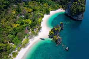 Free photo aerial view of koh hong island in krabi thailand
