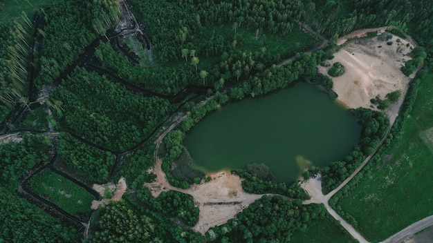 Aerial view of lake